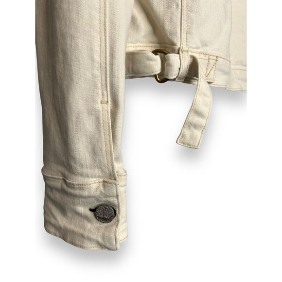 McGuire Ivory Distressed Trucker Jacket cropped stretch denim - Picture 8 of 12